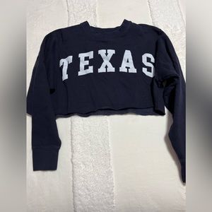 Navy “Texas” cropped sweater. Size Small